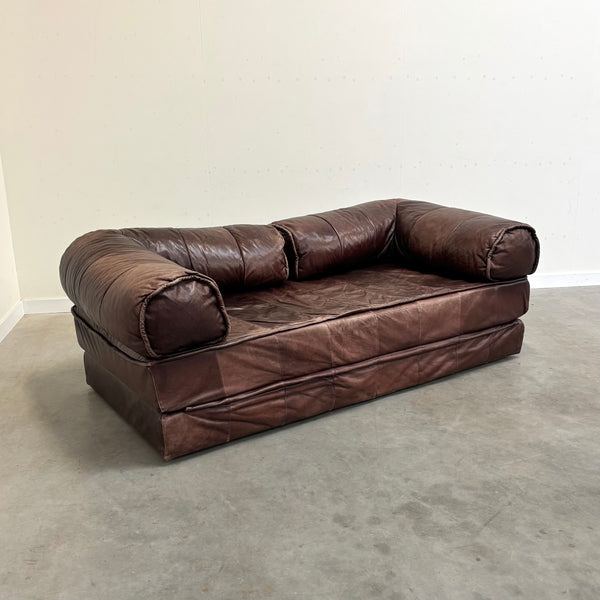 Vintage leather sofa / daybed, 1970s