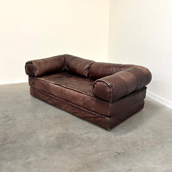 Vintage leather sofa / daybed, 1970s