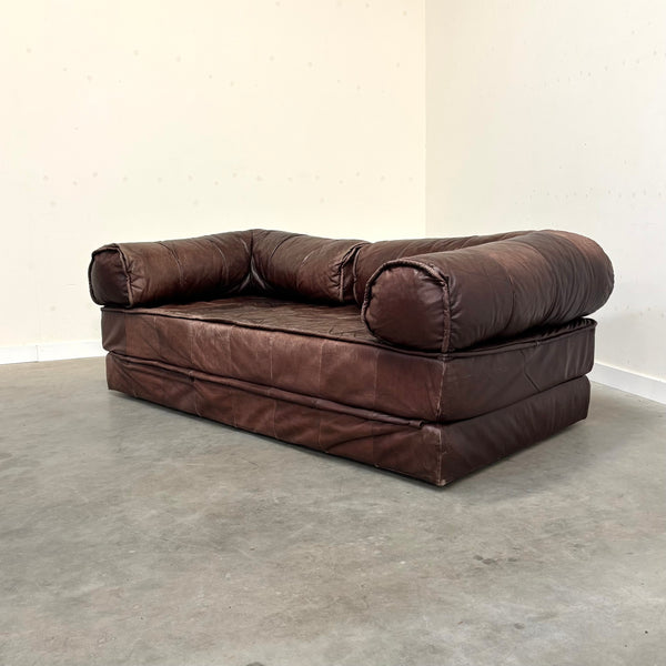 Vintage leather sofa / daybed, 1970s