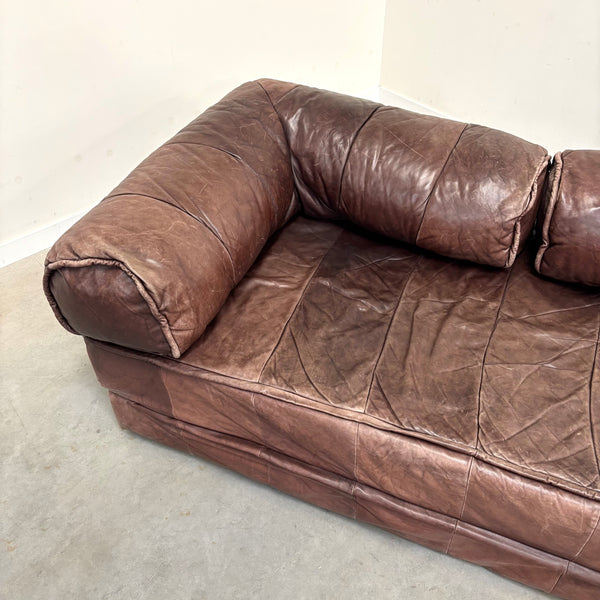 Vintage leather sofa / daybed, 1970s