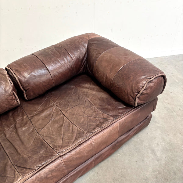 Vintage leather sofa / daybed, 1970s