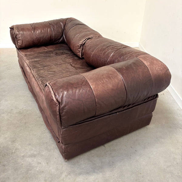 Vintage leather sofa / daybed, 1970s