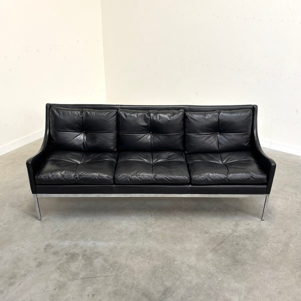 Mid century Bauhaus style leather 3 seat sofa, 1960s