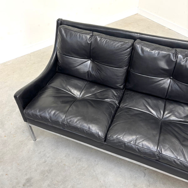 Mid century Bauhaus style leather 3 seat sofa, 1960s
