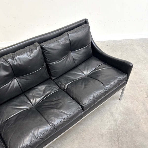 Mid century Bauhaus style leather 3 seat sofa, 1960s