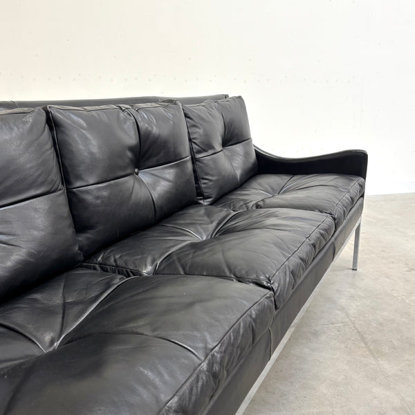 Mid century Bauhaus style leather 3 seat sofa, 1960s