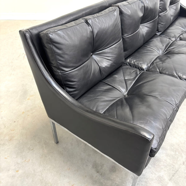 Mid century Bauhaus style leather 3 seat sofa, 1960s