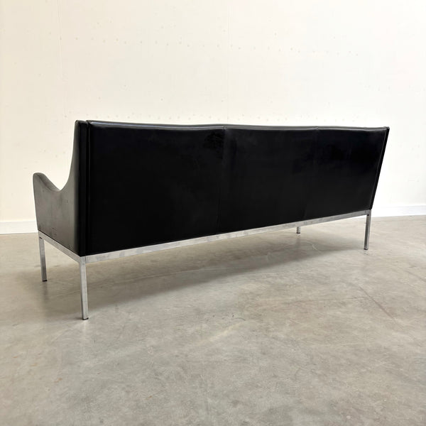 Mid century Bauhaus style leather 3 seat sofa, 1960s