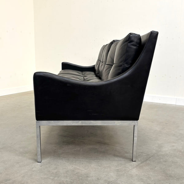 Mid century Bauhaus style leather 3 seat sofa, 1960s