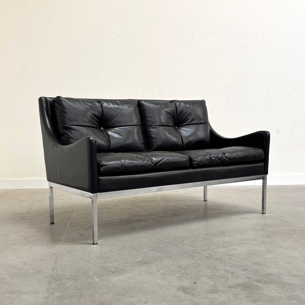 Mid century Bauhaus style leather 2 seat sofa, 1960s
