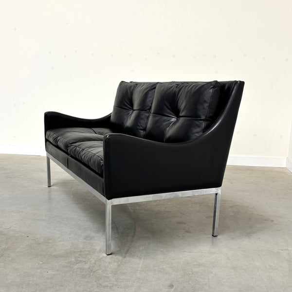 Mid century Bauhaus style leather 2 seat sofa, 1960s