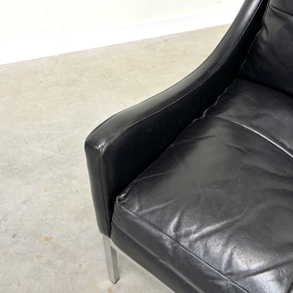 Mid century Bauhaus style leather 2 seat sofa, 1960s