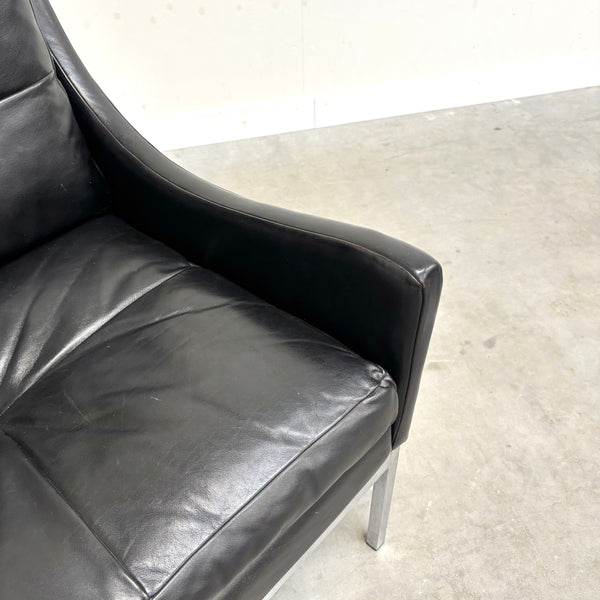 Mid century Bauhaus style leather 2 seat sofa, 1960s