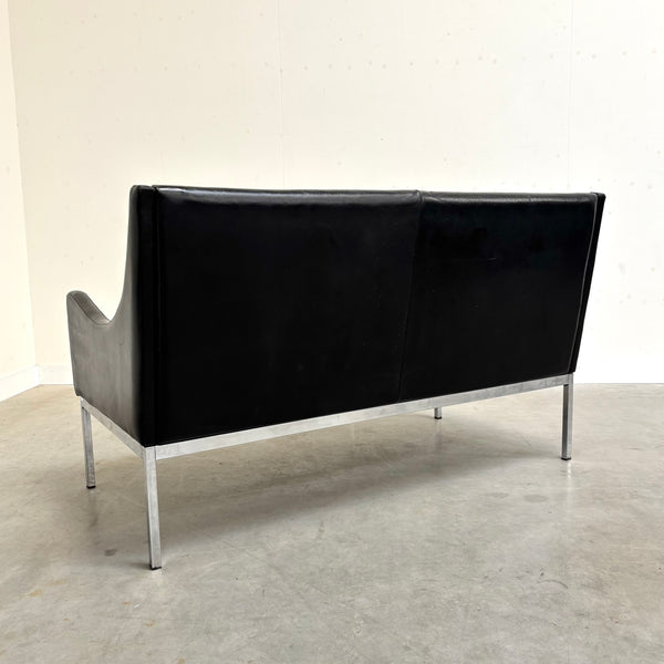 Mid century Bauhaus style leather 2 seat sofa, 1960s