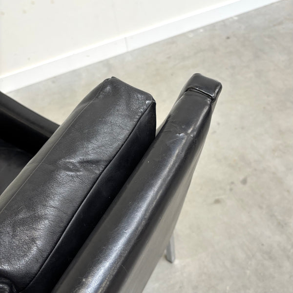 Mid century Bauhaus style leather 2 seat sofa, 1960s