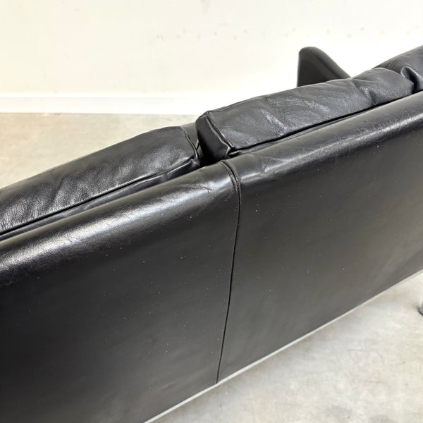 Mid century Bauhaus style leather 2 seat sofa, 1960s