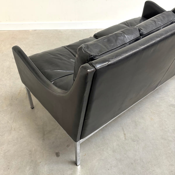 Mid century Bauhaus style leather 2 seat sofa, 1960s