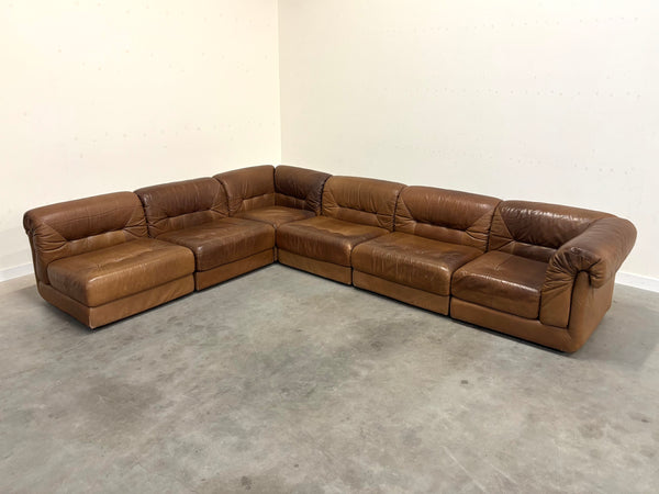 Leather modular lounge sofa, 1970s