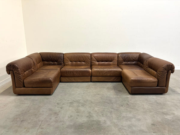 Leather modular lounge sofa, 1970s