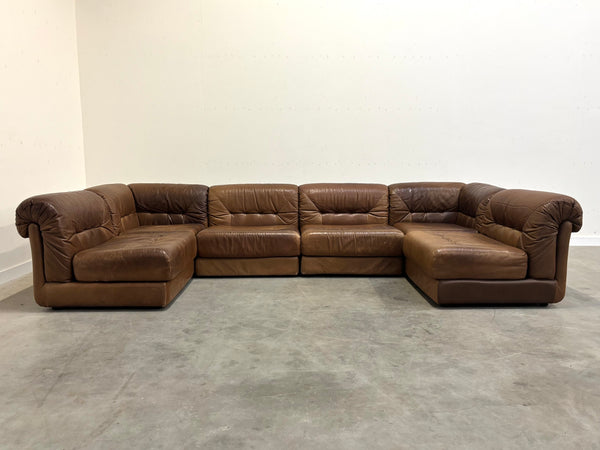 Leather modular lounge sofa, 1970s