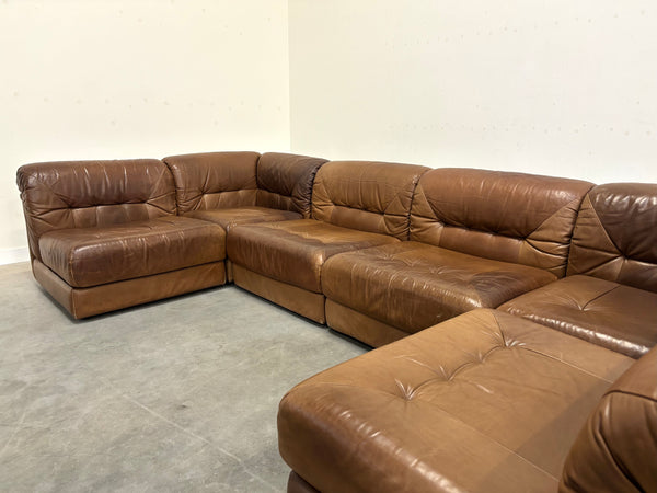 Leather modular lounge sofa, 1970s