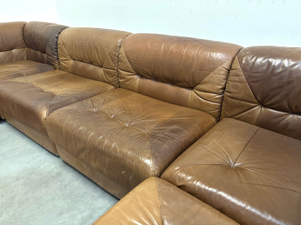 Leather modular lounge sofa, 1970s