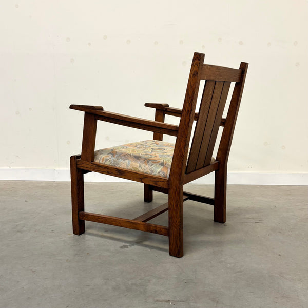 Hague School oak armchair, Dutch Art Deco ca. 1920s (1 of 2)