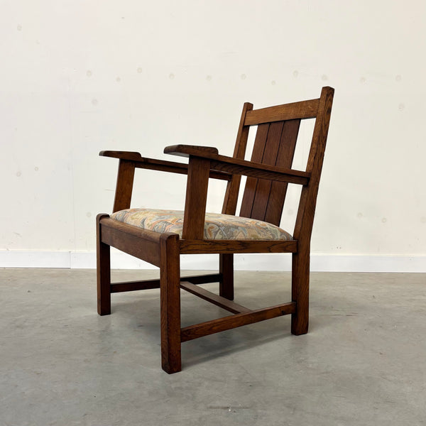 Hague School oak armchair, Dutch Art Deco ca. 1920s (1 of 2)