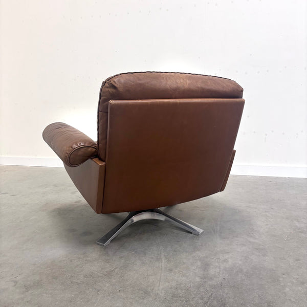 Set cognac leather De Sede DS31 lounge chairs, 1970s
