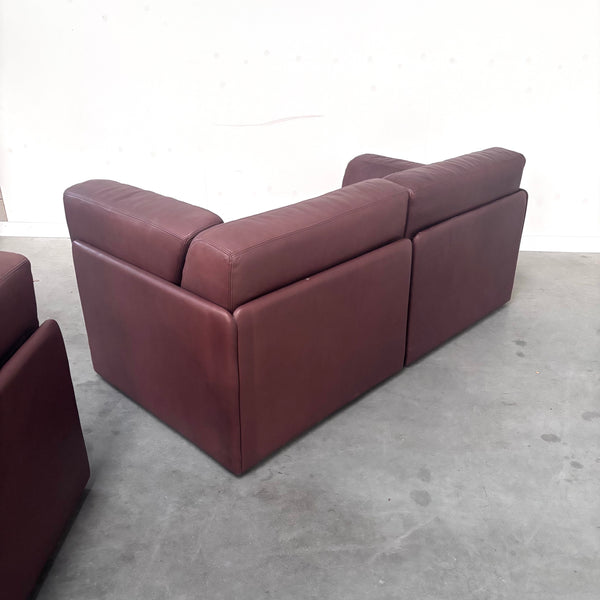 Brown leather modular sofa by De Sede; DS76, 1970s (corner)
