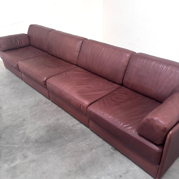 Brown leather modular sofa by De Sede; DS76, 1970s (corner)
