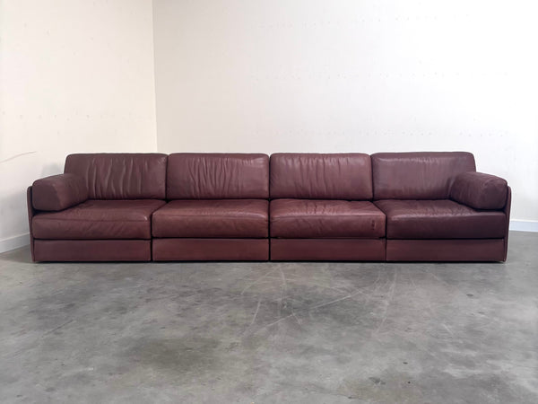 Brown leather modular sofa by De Sede; DS76, 1970s (corner)