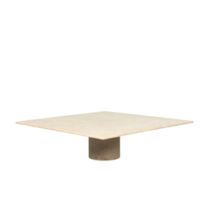 Large travertine coffee table: Up & Up / Angelo Mangiarotti