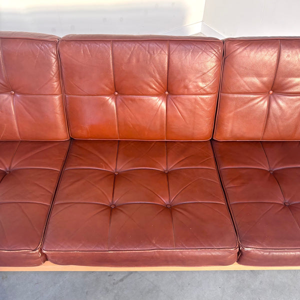 Leather 3 seat lounge sofa in "Bonanza" style, 1970s