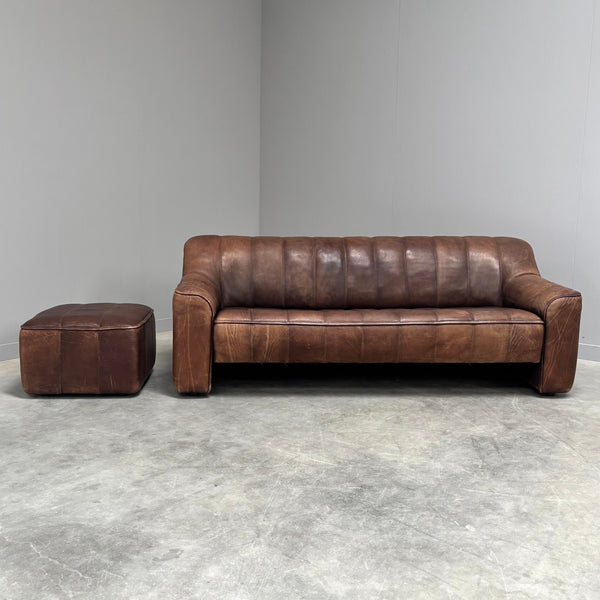 Vintage De Sede DS44 3 seat sofa with hocker, 1970s