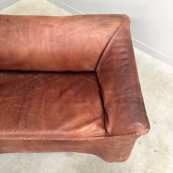 Vintage leather 2 seat sofa, 1970s