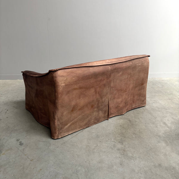 Vintage leather 2 seat sofa, 1970s