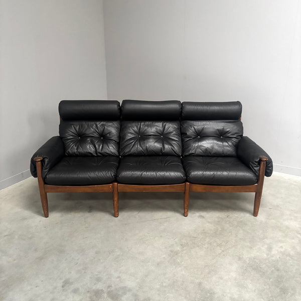 Leather lounge sofa by Eric Merthen for Ire Möbel AB, 1960s