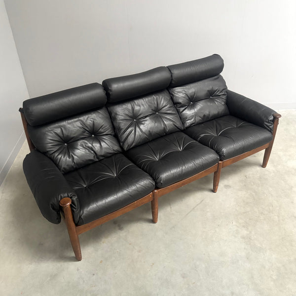 Leather lounge sofa by Eric Merthen for Ire Möbel AB, 1960s