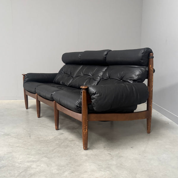 Leather lounge sofa by Eric Merthen for Ire Möbel AB, 1960s