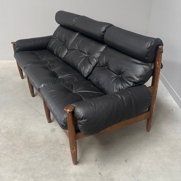 Leather lounge sofa by Eric Merthen for Ire Möbel AB, 1960s
