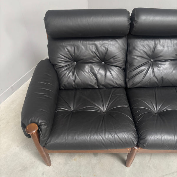 Leather lounge sofa by Eric Merthen for Ire Möbel AB, 1960s