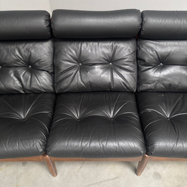 Leather lounge sofa by Eric Merthen for Ire Möbel AB, 1960s