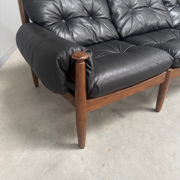 Leather lounge sofa by Eric Merthen for Ire Möbel AB, 1960s