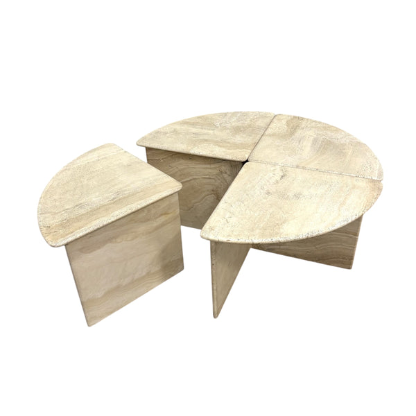 Round travertine coffee table, 1970s