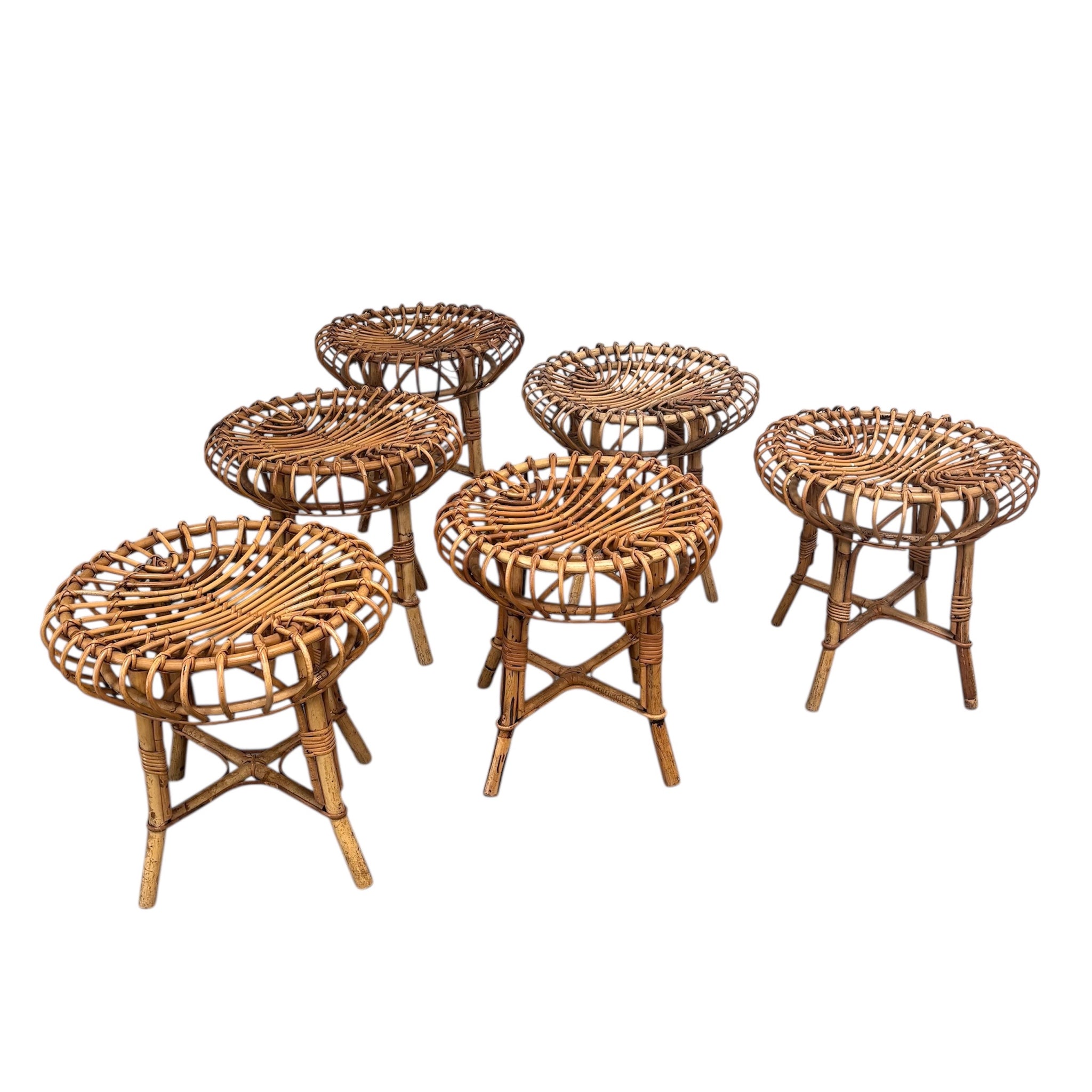 Set of six Franco Albini stools, 1960s