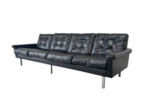 Vintage leather 4 seat sofa, 1960s