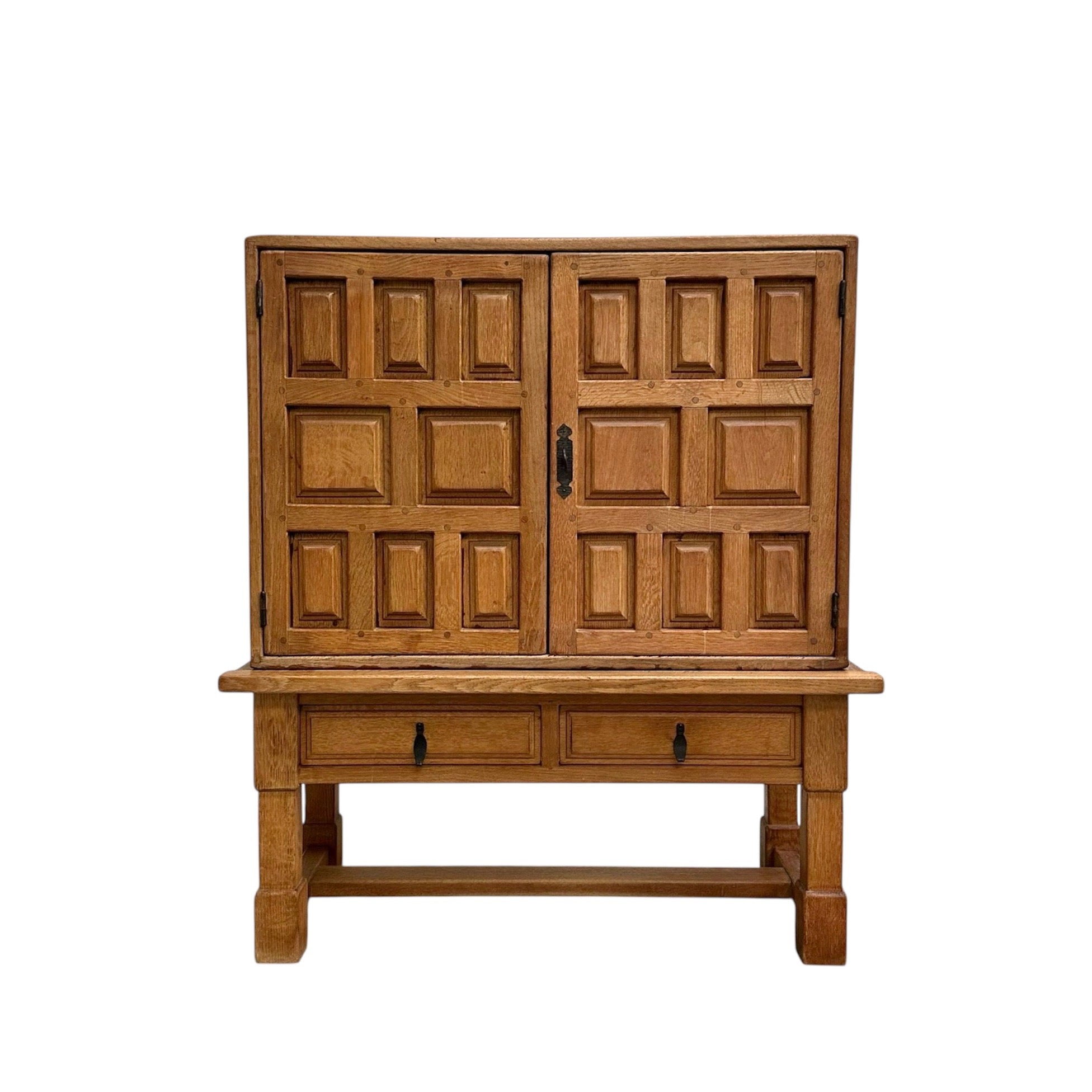 Spanish oak cabinet in Brutalist style, 1970s