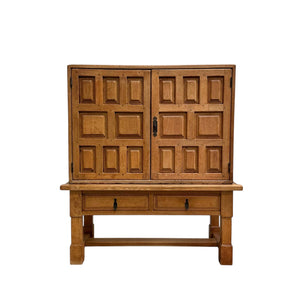Spanish oak cabinet in Brutalist style, 1970s