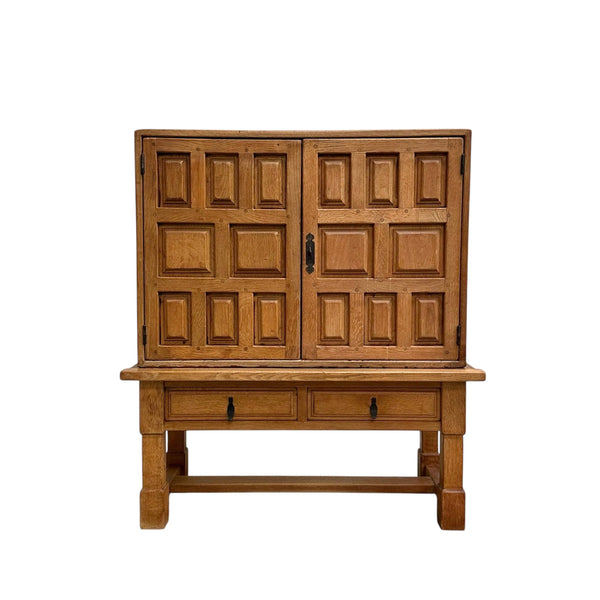 Spanish oak cabinet in Brutalist style, 1970s